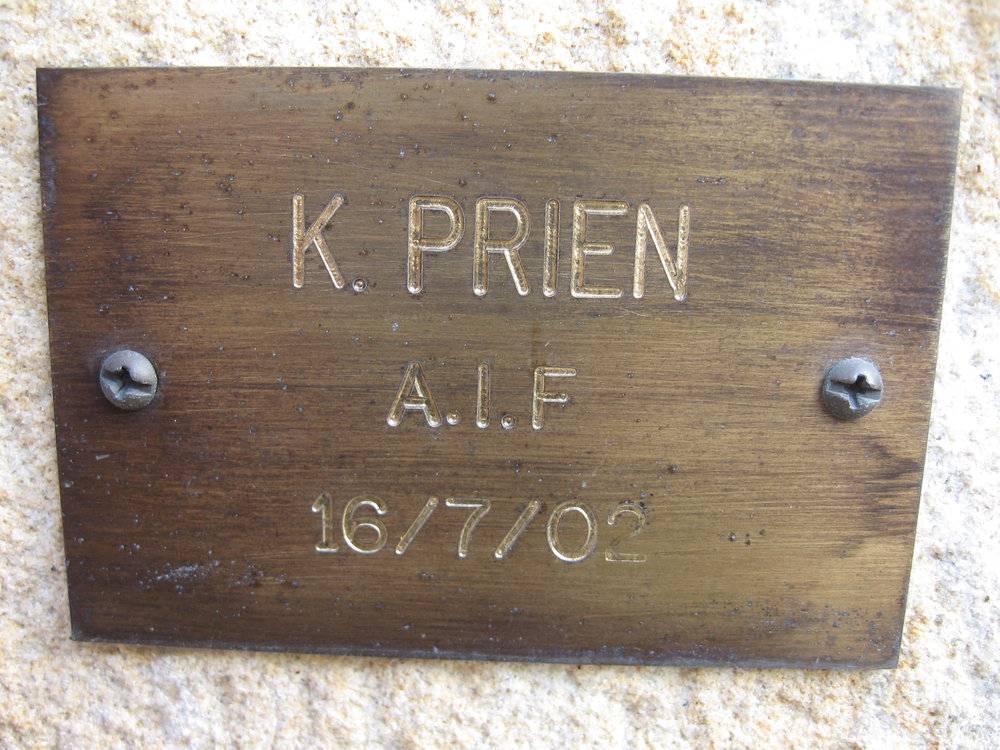 Plaque - Prien, Kenneth Charles (AIF)