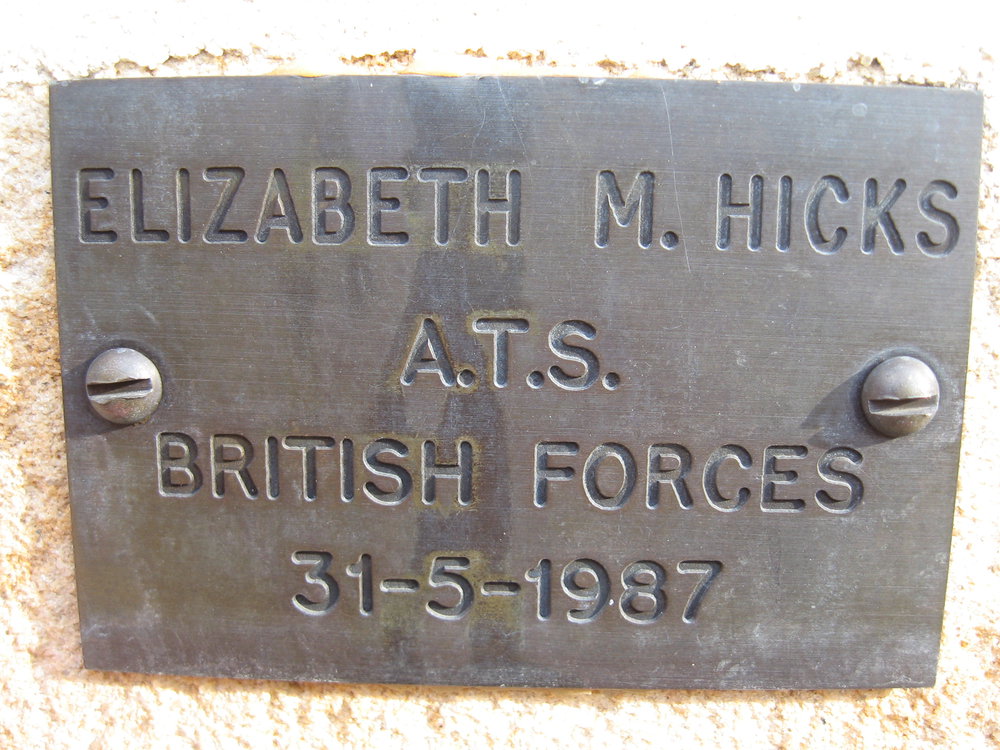 Plaque - Hicks, Elizabeth M. (ATS, Bristish Forces)