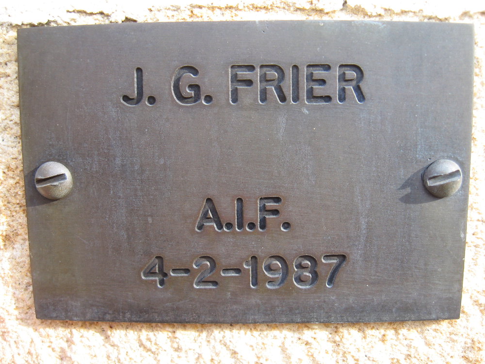 Plaque - Frier, James Garden (AIF)