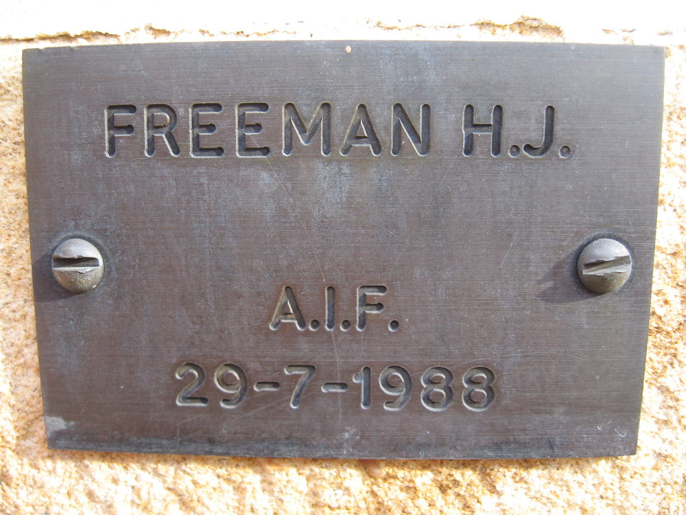 Plaque - Freeman, Harold James (AIF)