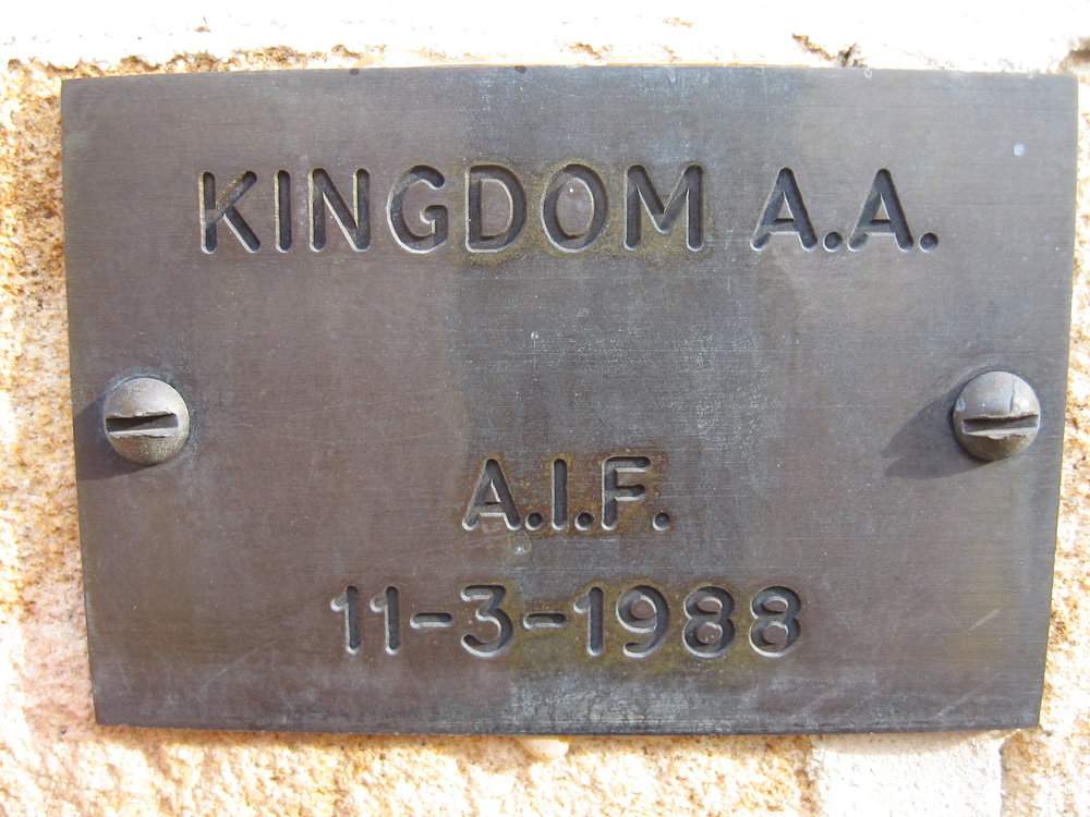 Plaque - Kingdom, Albert Arthur (AIF)