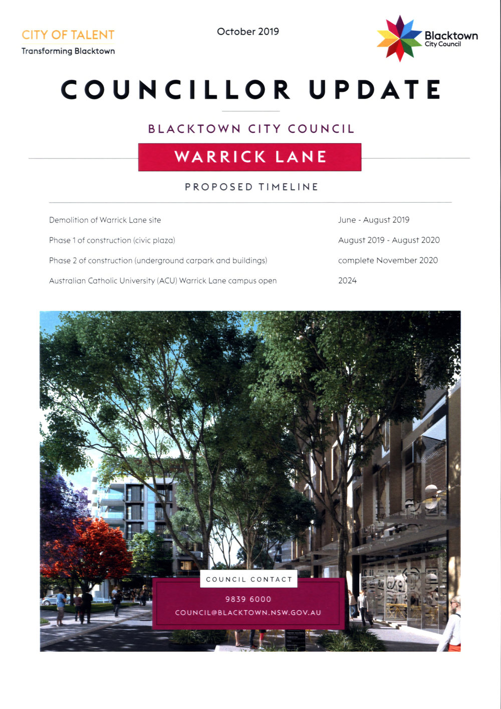Warrick Lane Precinct Redevelopment - Councillor Update