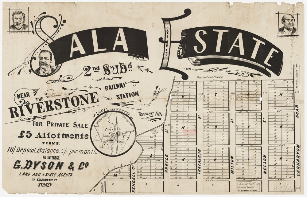 Sala Estate Riverstone, second subdivision, 1885