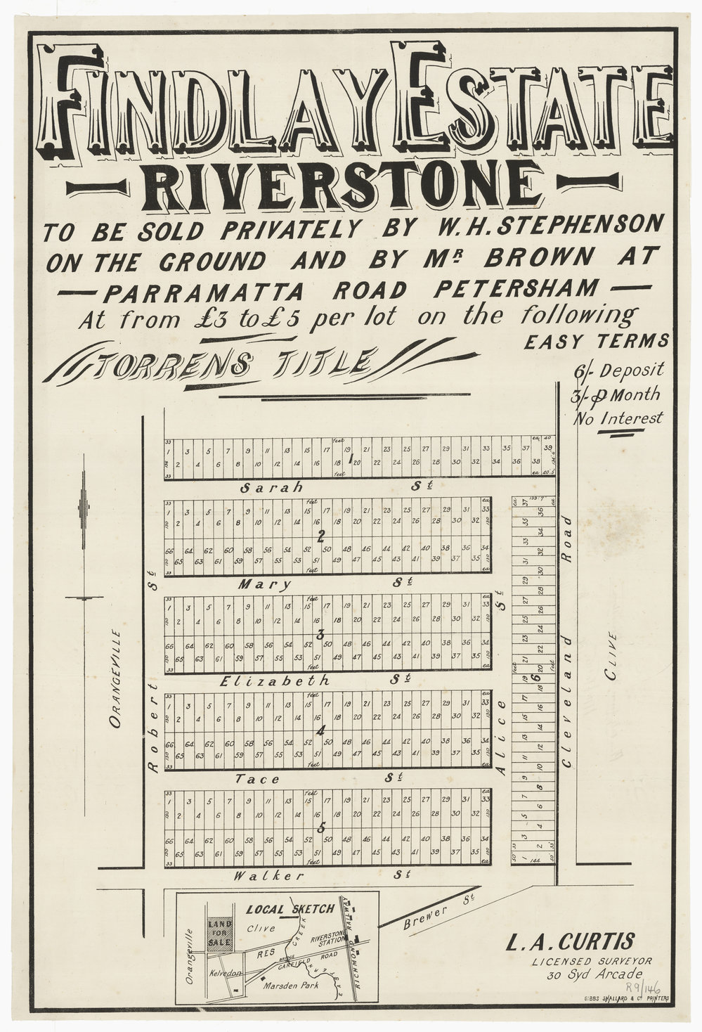 Findlay Estate, Riverstone, 1885