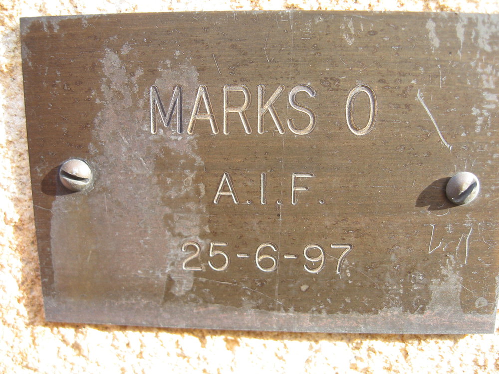 Plaque - Marks, Oswald Campsie (AIF)