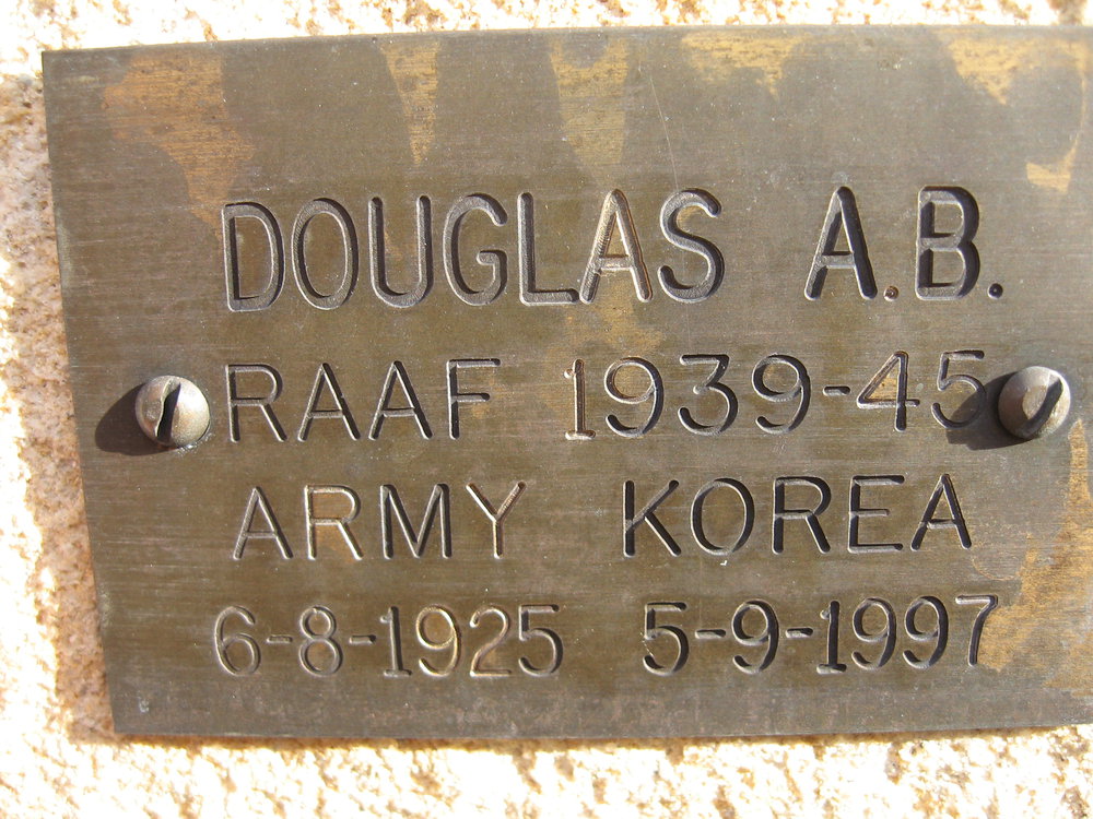 Plaque - Douglas, Athol Bruce (RAAF, Army Korea)
