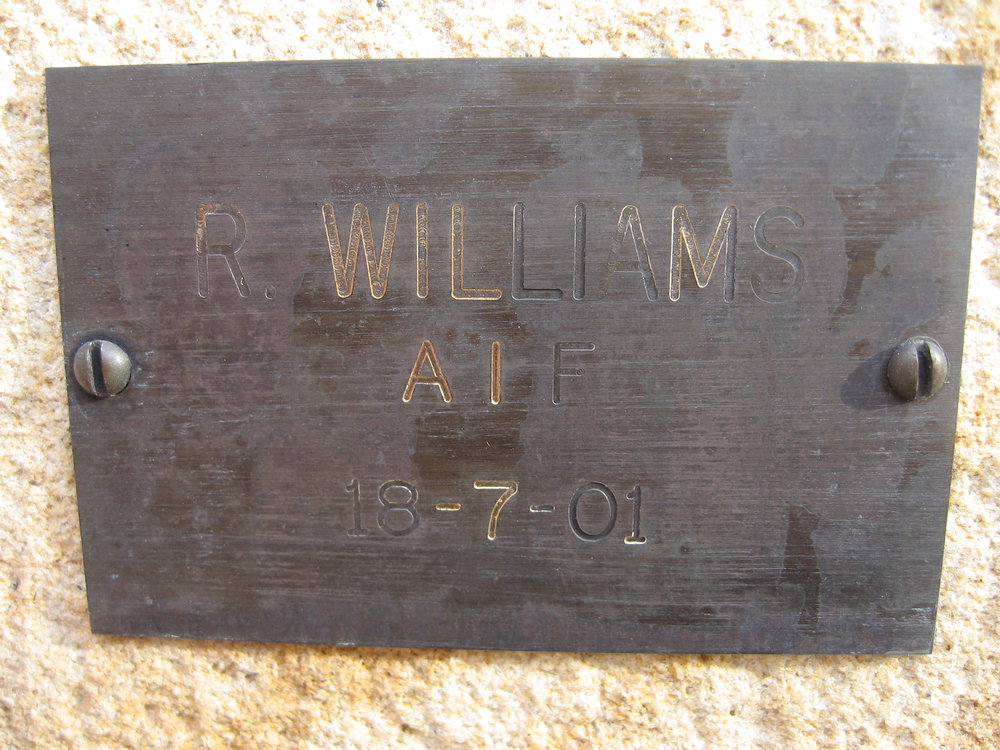 Plaque - Williams, R. (AIF)