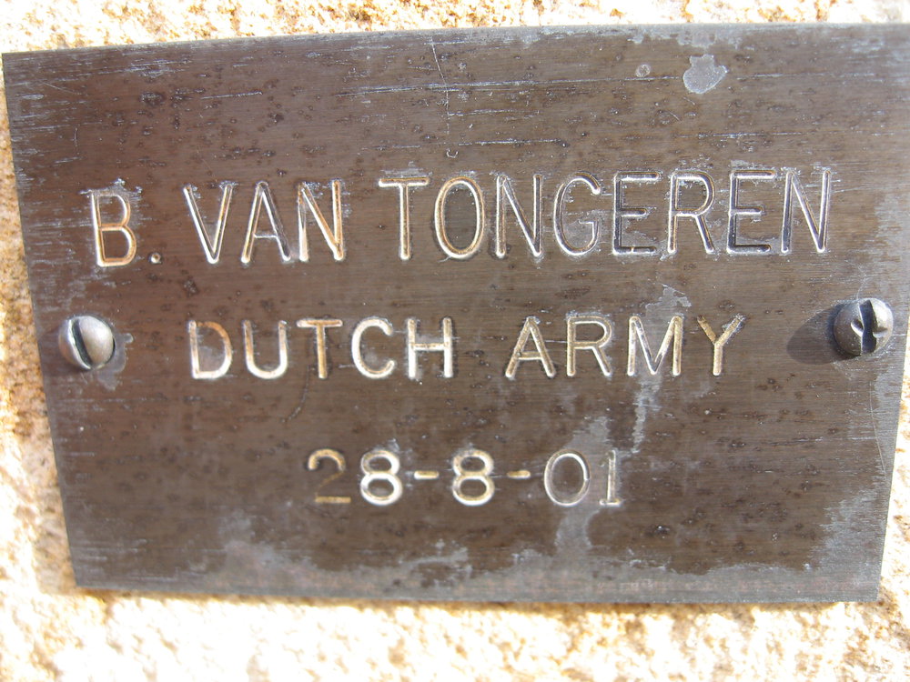 Plaque - Van Tongeren, Benjamin (Dutch Army)