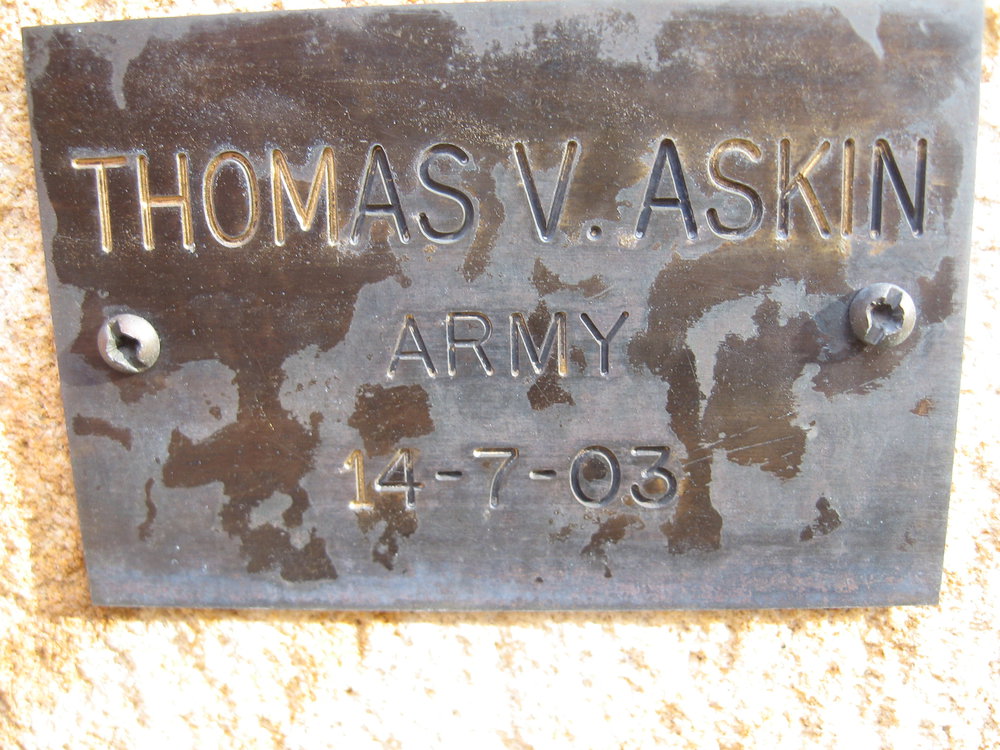 Plaque - Askin, Thomas Vivian (Army)