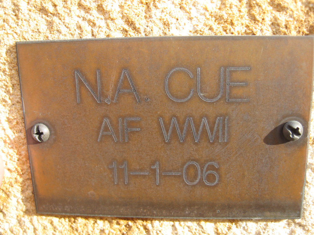 Plaque - Cue, Norman Albert (AIF, WWII)