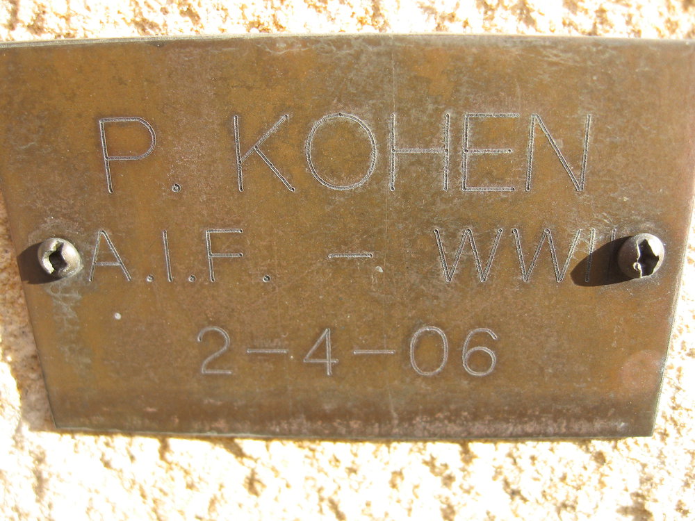 Plaque - Kohen, Perce George (AIF, WWII)