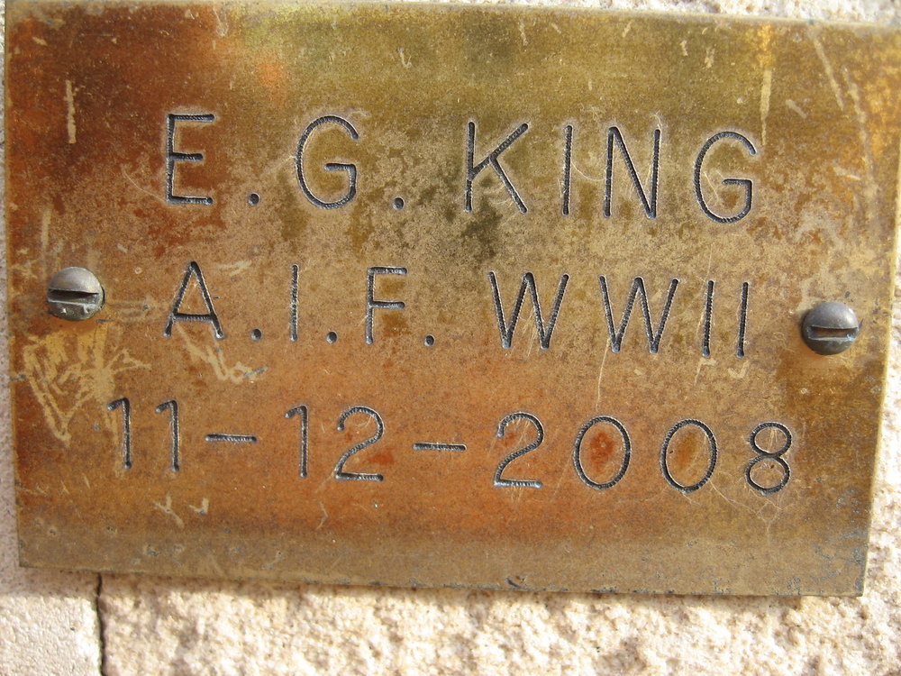 Plaque - King, E.G. (AIF, WWII)