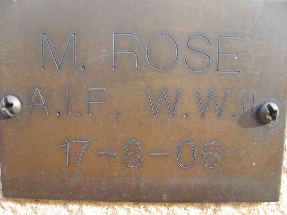 Plaque - Rose, M. (AIF, WWII)