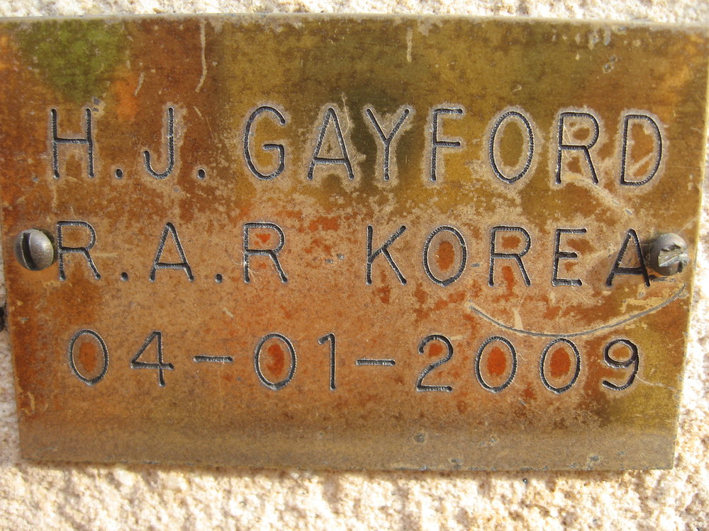 Plaque - Gayford, H. J. (RAR, KOREA)