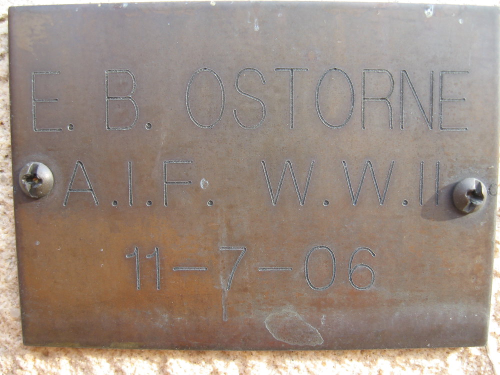 Plaque - Ostorne [Osborne], Bert Ernest (AIF, WWII)