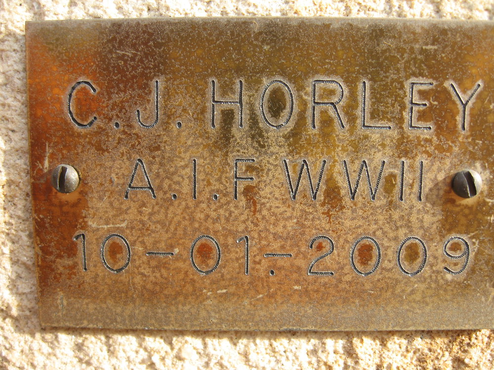 Plaque - Horley, Cecil John (AIF, WWII)