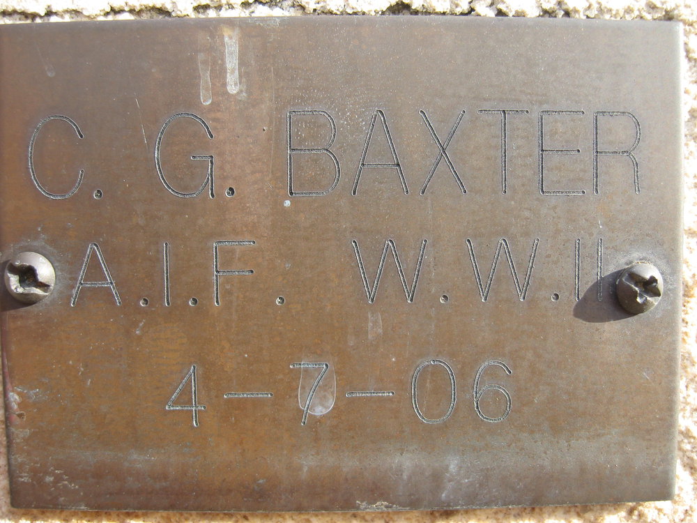 Plaque - Baxter, Clarence Graham (AIF, WWII)