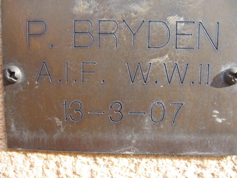 Plaque - Bryden, P. (AIF, WWII)