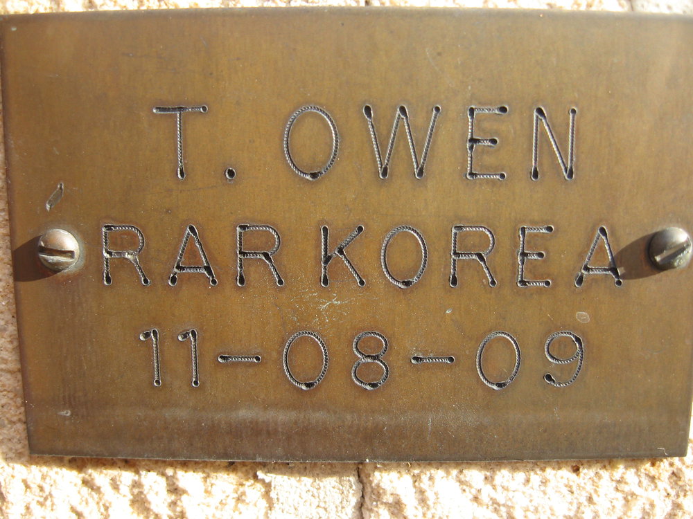Plaque - Owen, Thomas Edward (RAR KOREA)