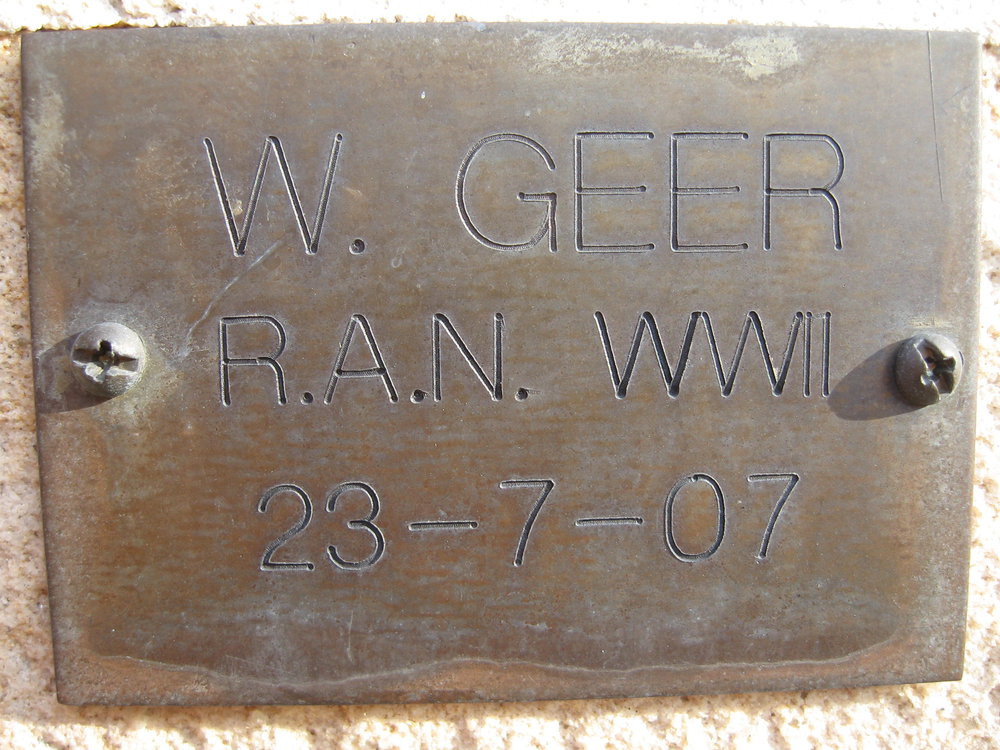 Plaque - Geer, W. (RAN, WWII)