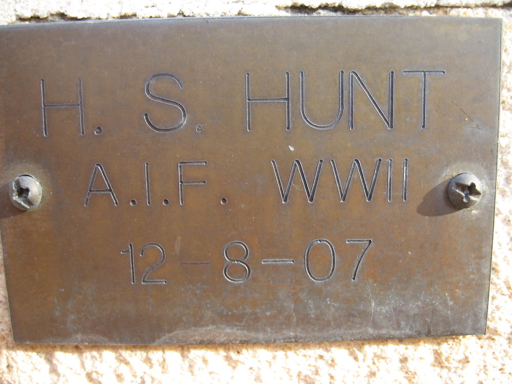 Plaque - Hunt, H.S. (AIF, WWII)