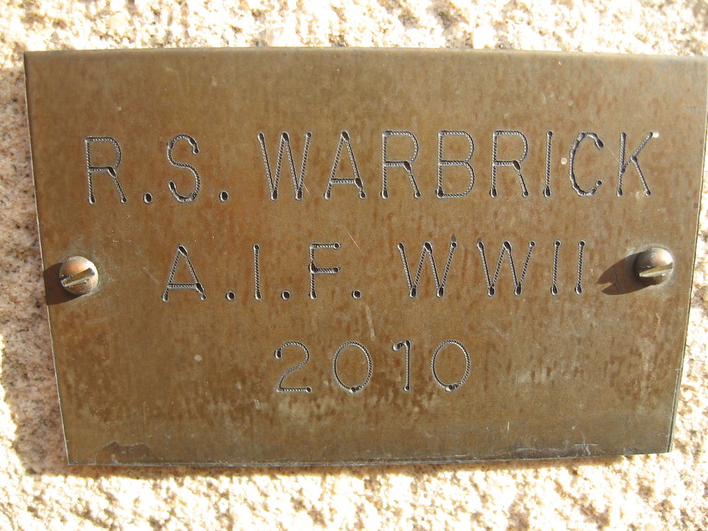 Plaque - Warbrick, Richard Stanley (AIF, WWII)