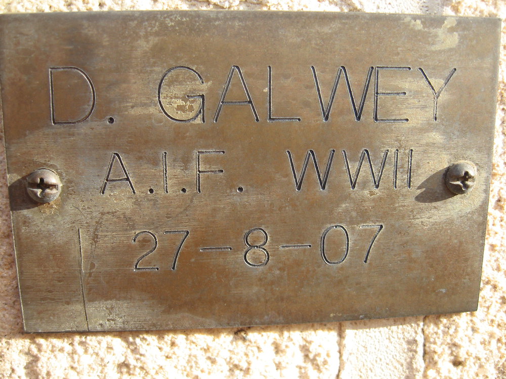 Plaque - Galwey, Darcy Mervyn (AIF, WWII)
