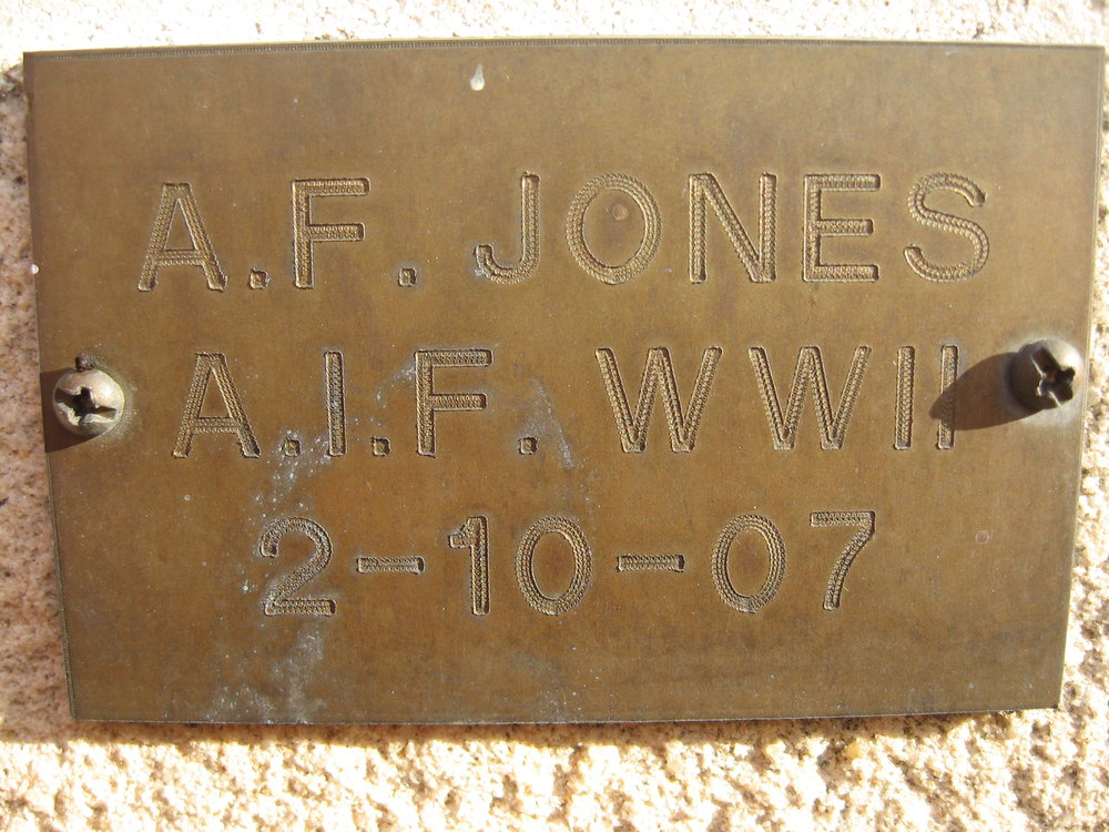 Plaque - Jones, A.F. (AIF, WWII)