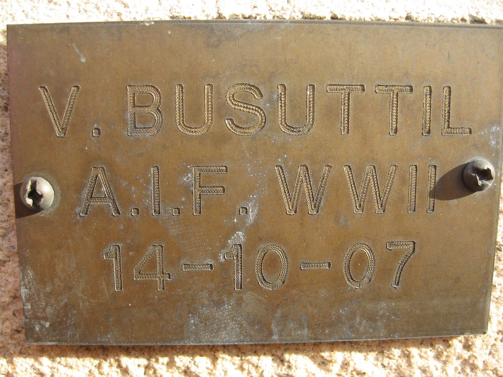Plaque - Busuttil, Vincent (AIF, WWII)