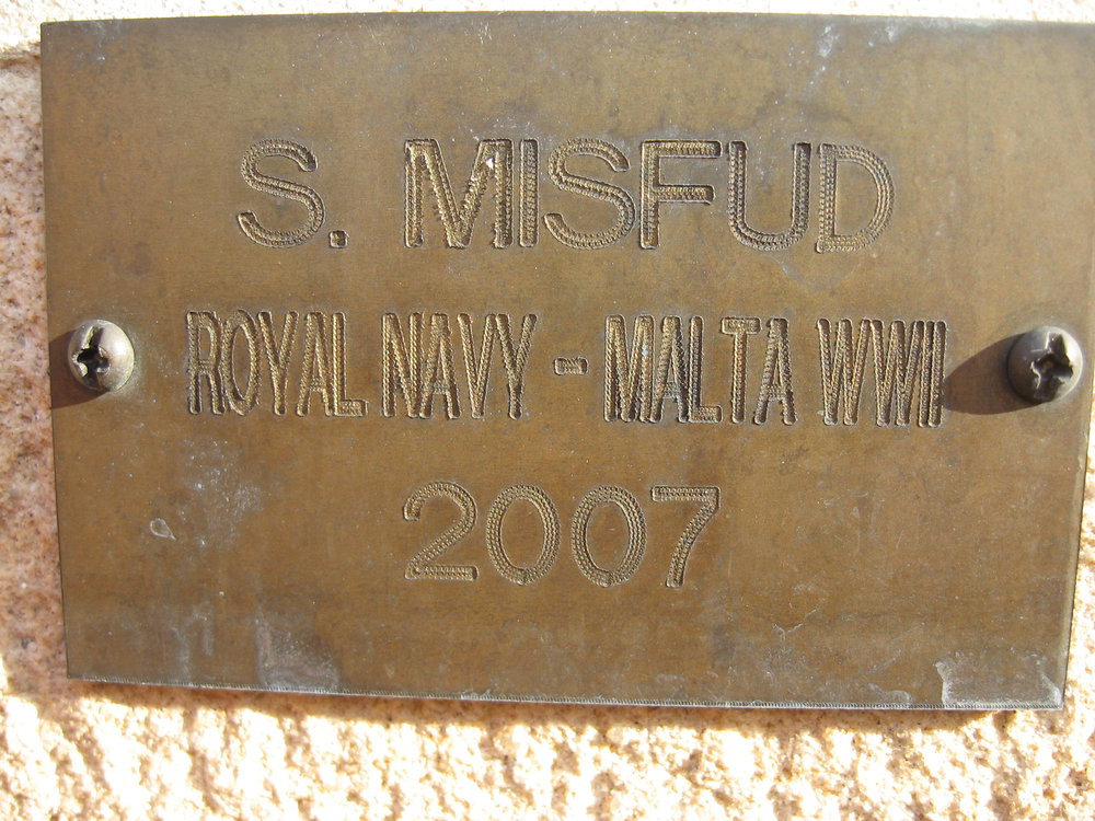 Plaque - Misfud, S. (Royal Navy - Malta, WWII)