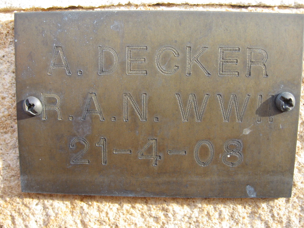 Plaque - Decker, Alfred George (RAN, WWII)