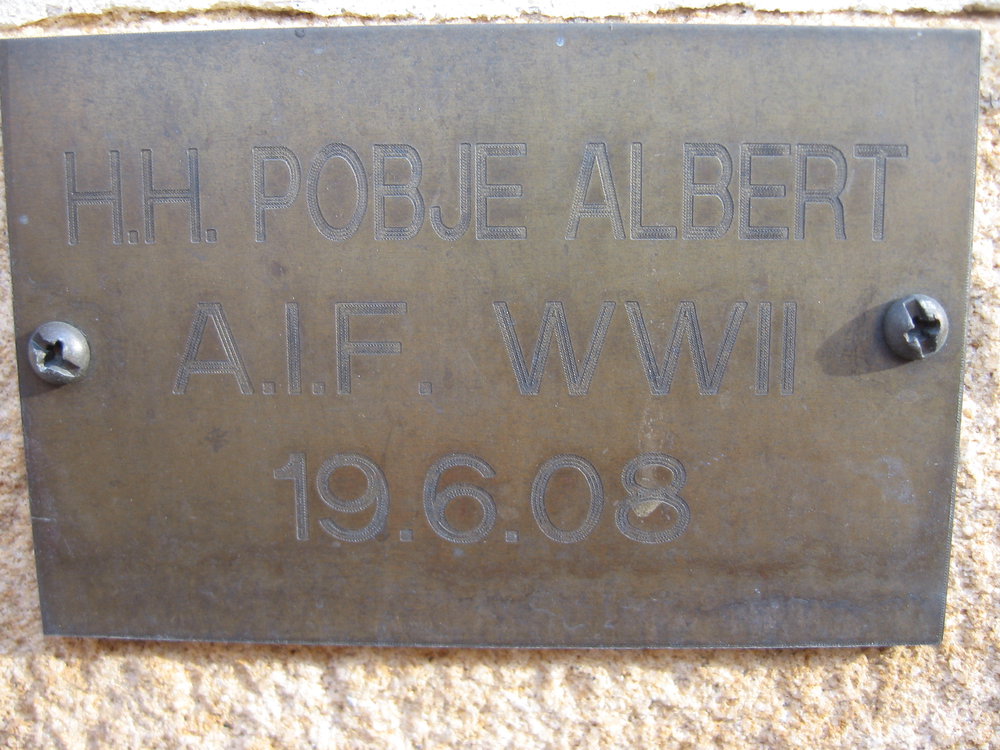 Plaque - Pobje, Albert Harold (AIF)