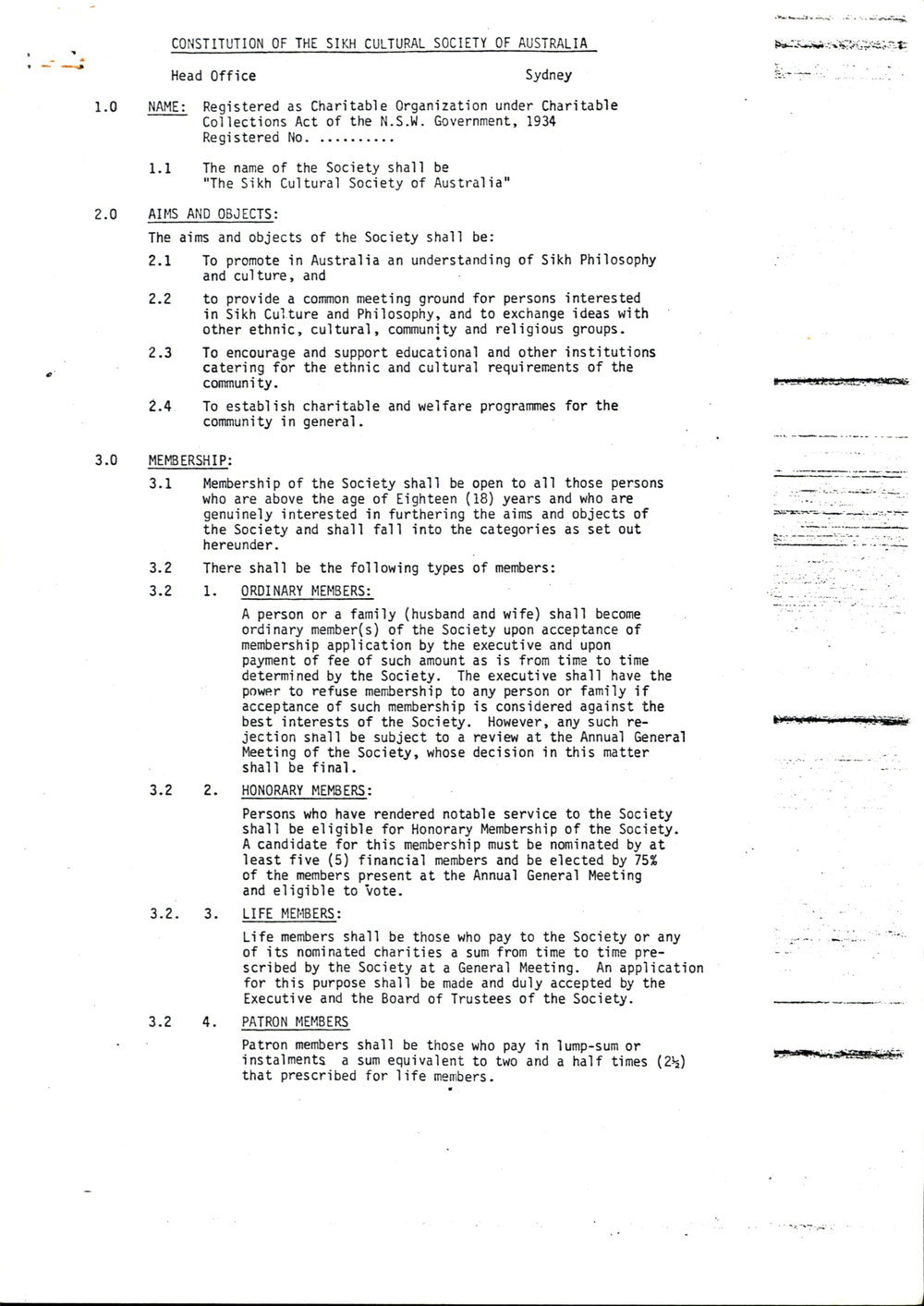 Constitution of The Sikh Cultural Society of Australia