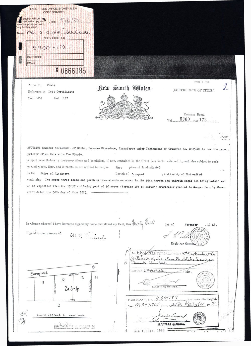 LOT 12 &amp; 13, Meurants Lane Parklea - Title certificate