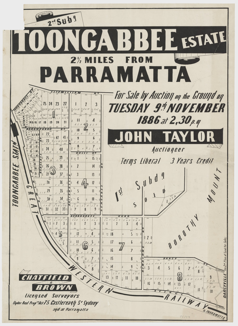 2nd subdivision, Toongabbee Estate, Toongabbie, 1886