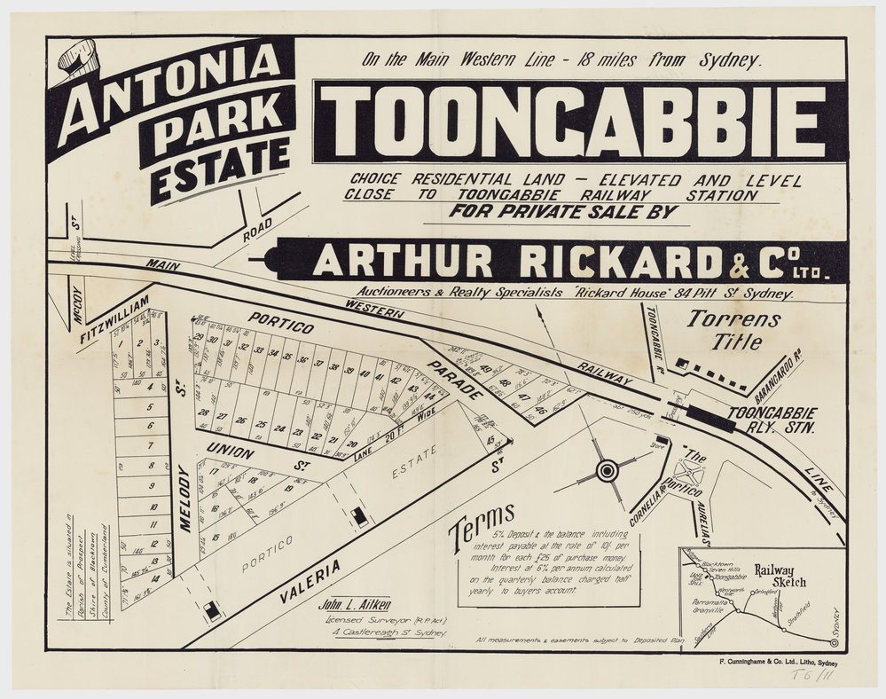 Antonia Park Estate, Toongabbie, 1927