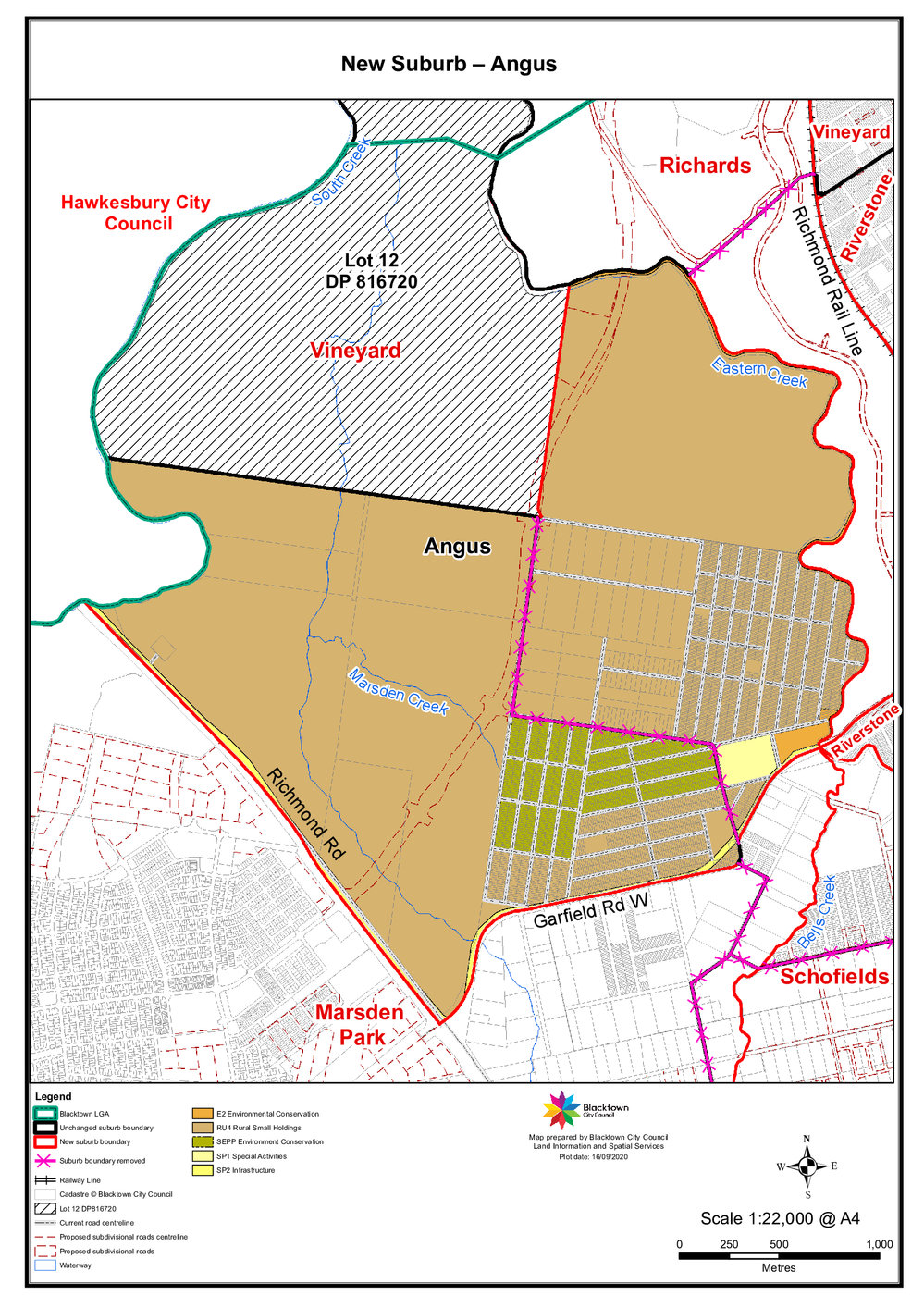 Angus - suburb map, November 2020