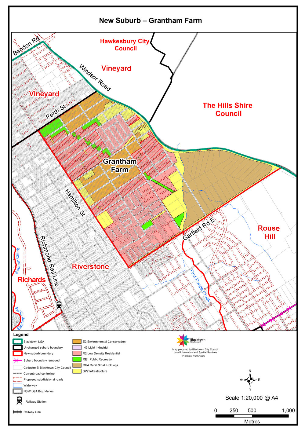 Grantham Farm - suburb map, November 2020