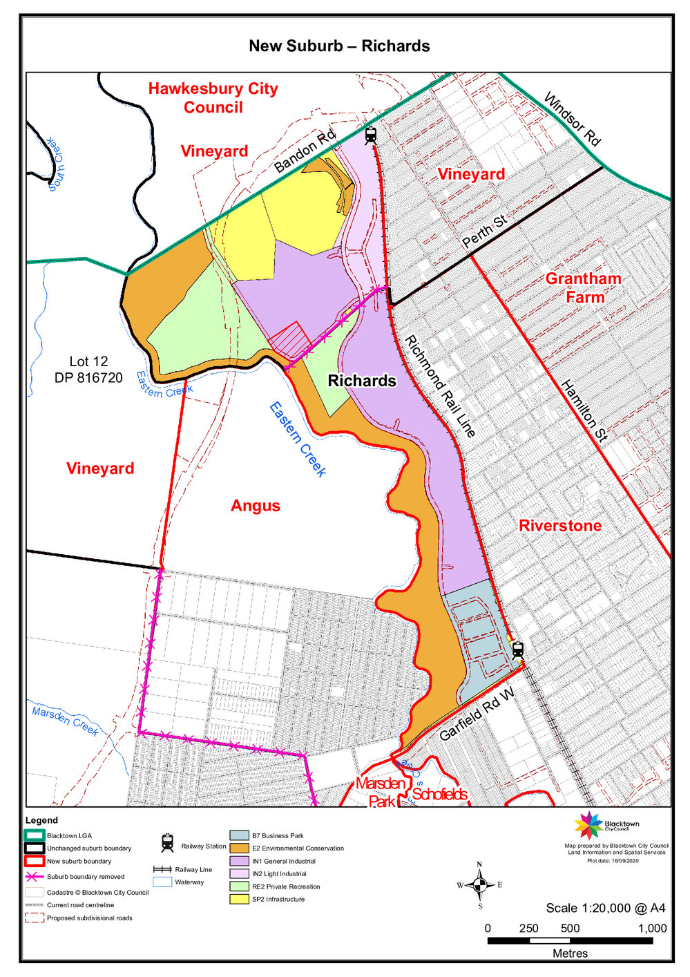 Richards - suburb map, November 2020