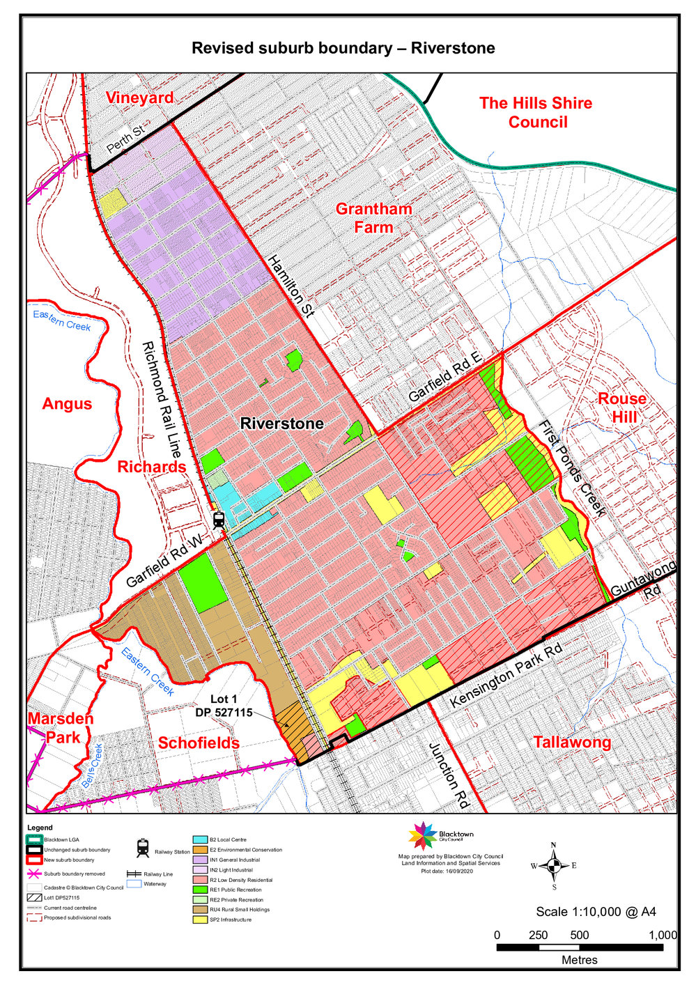 Riverstone - suburb map, November 2020
