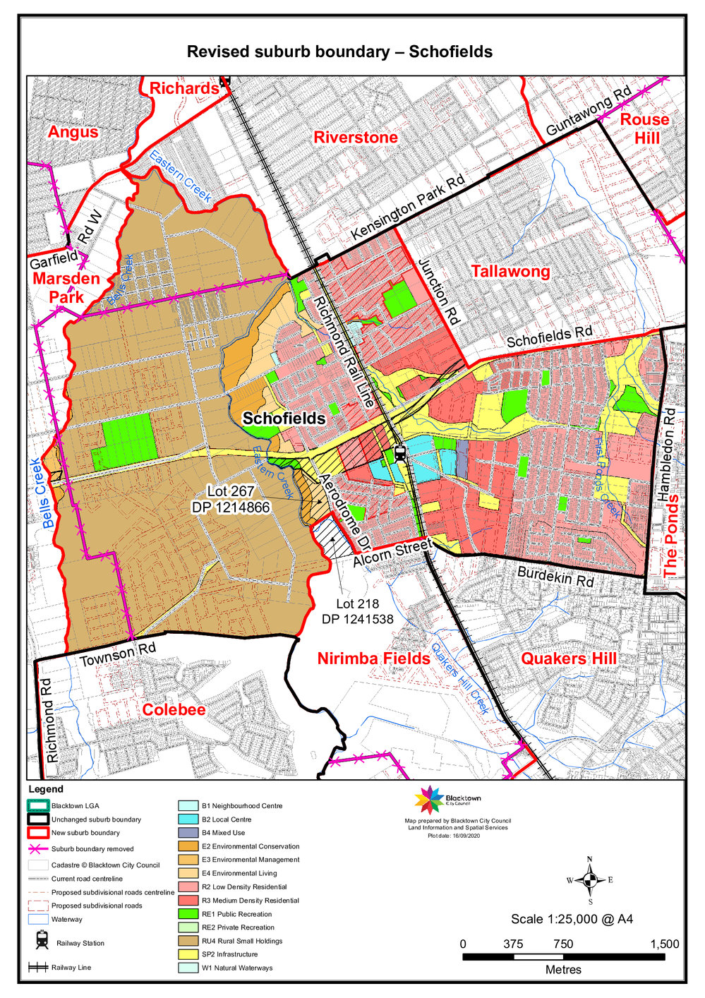 Schofields - suburb map, November 2020