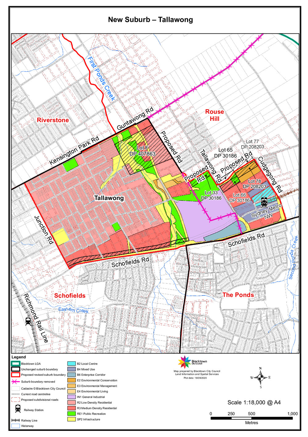 Tallawong - suburb map, November 2020
