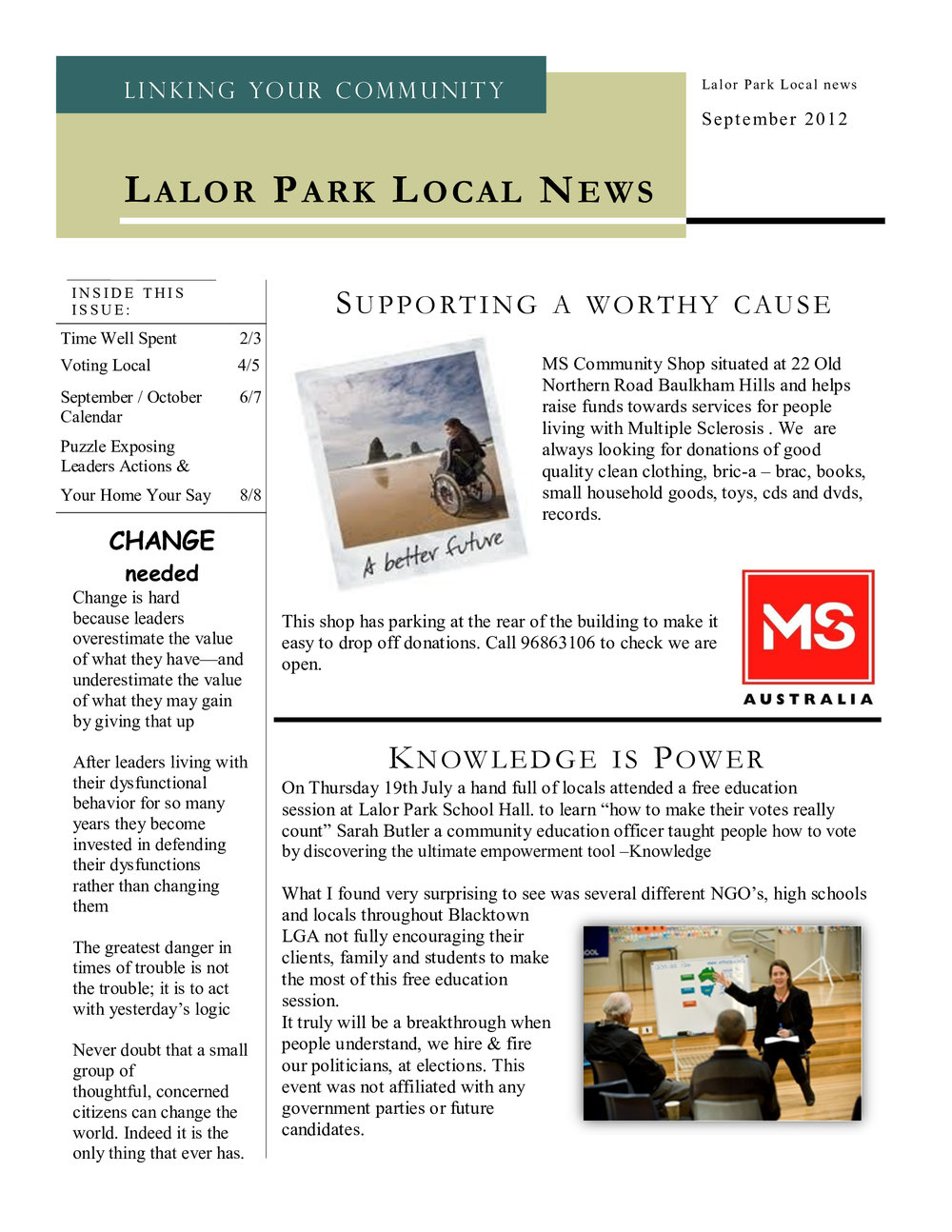 Lalor Park Local newsletter, September 2012