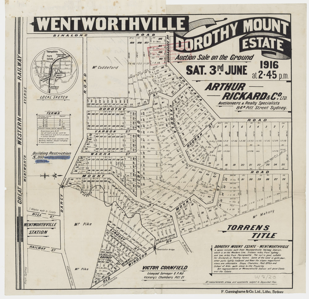 Dorothy Mount Estate, Wentworthville, 1916