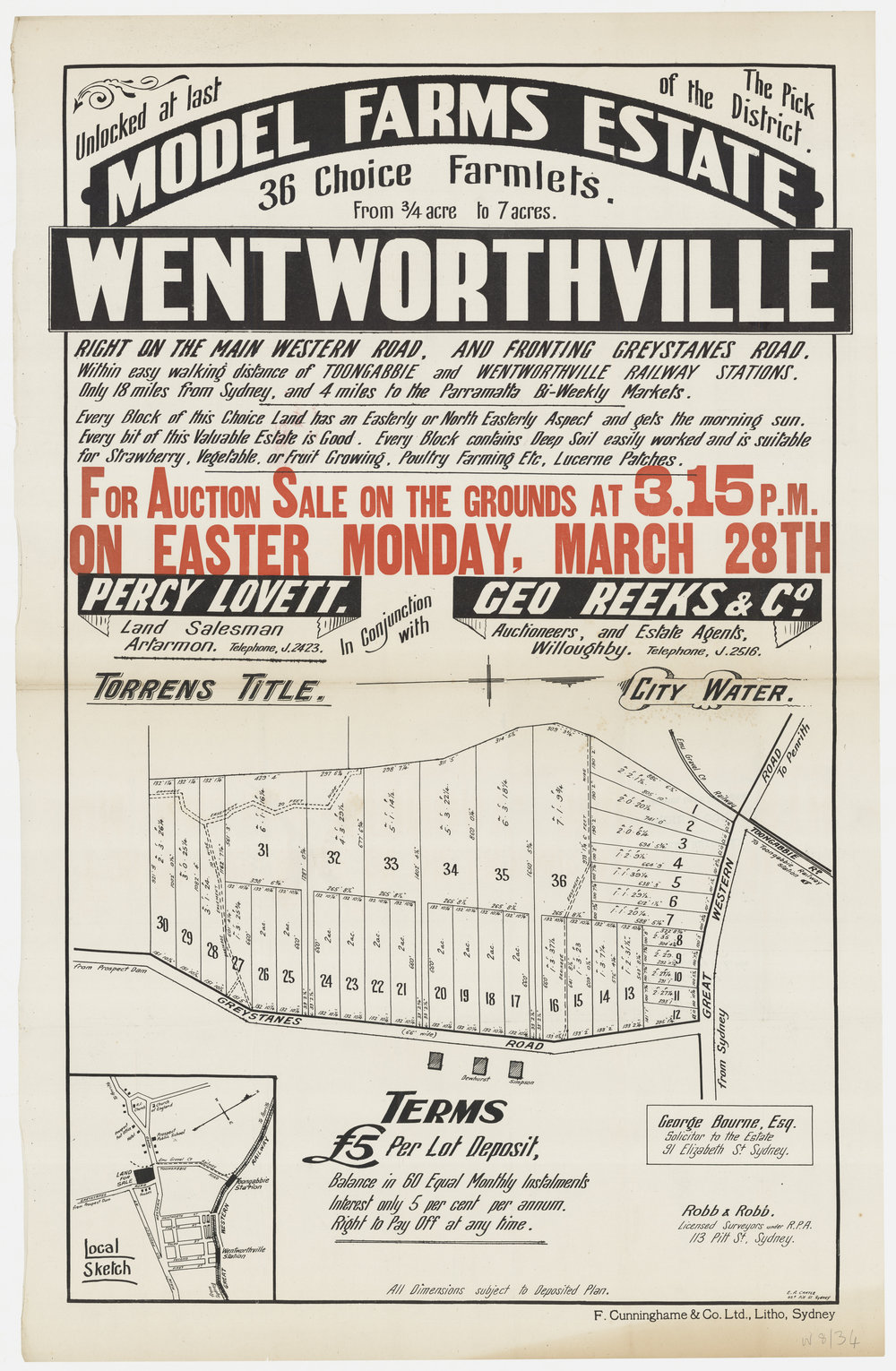 Model Farms Estate, Wentworthville, 1921