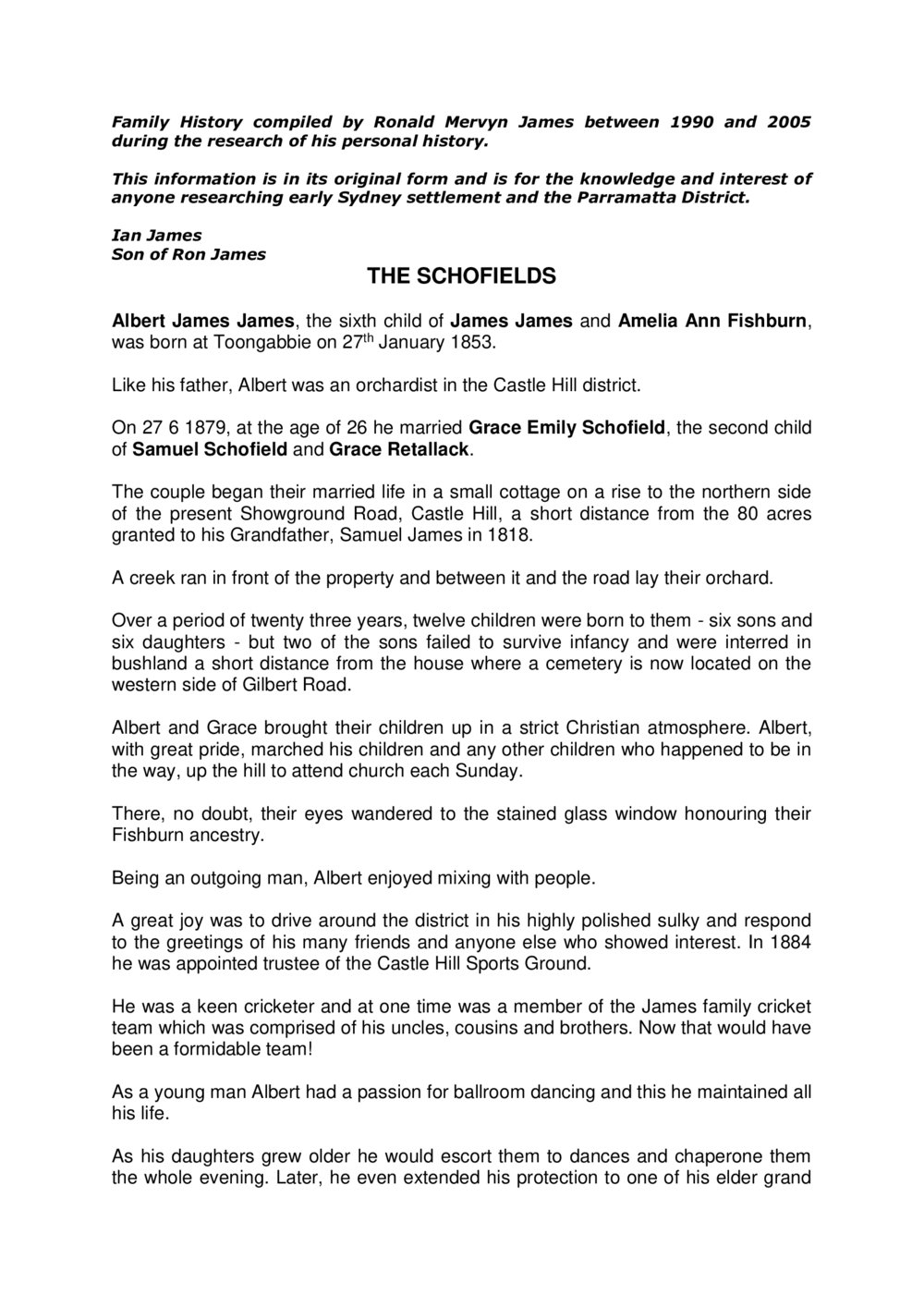 The Schofields - A History