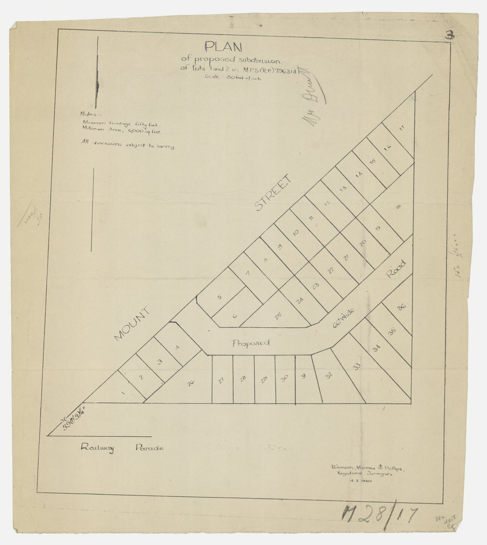 Plan of proposed subdivision of Lots 1 and 2 Mount Street Mount Druitt, 1960