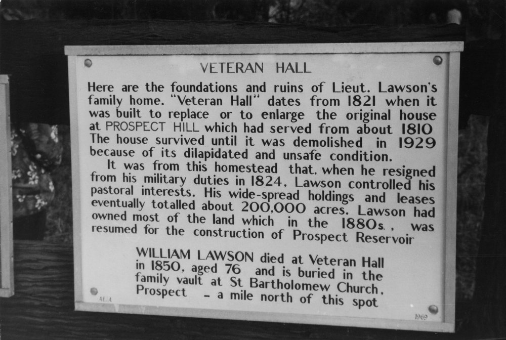 Veteran Hall memorial plaque, Prospect Reservoir