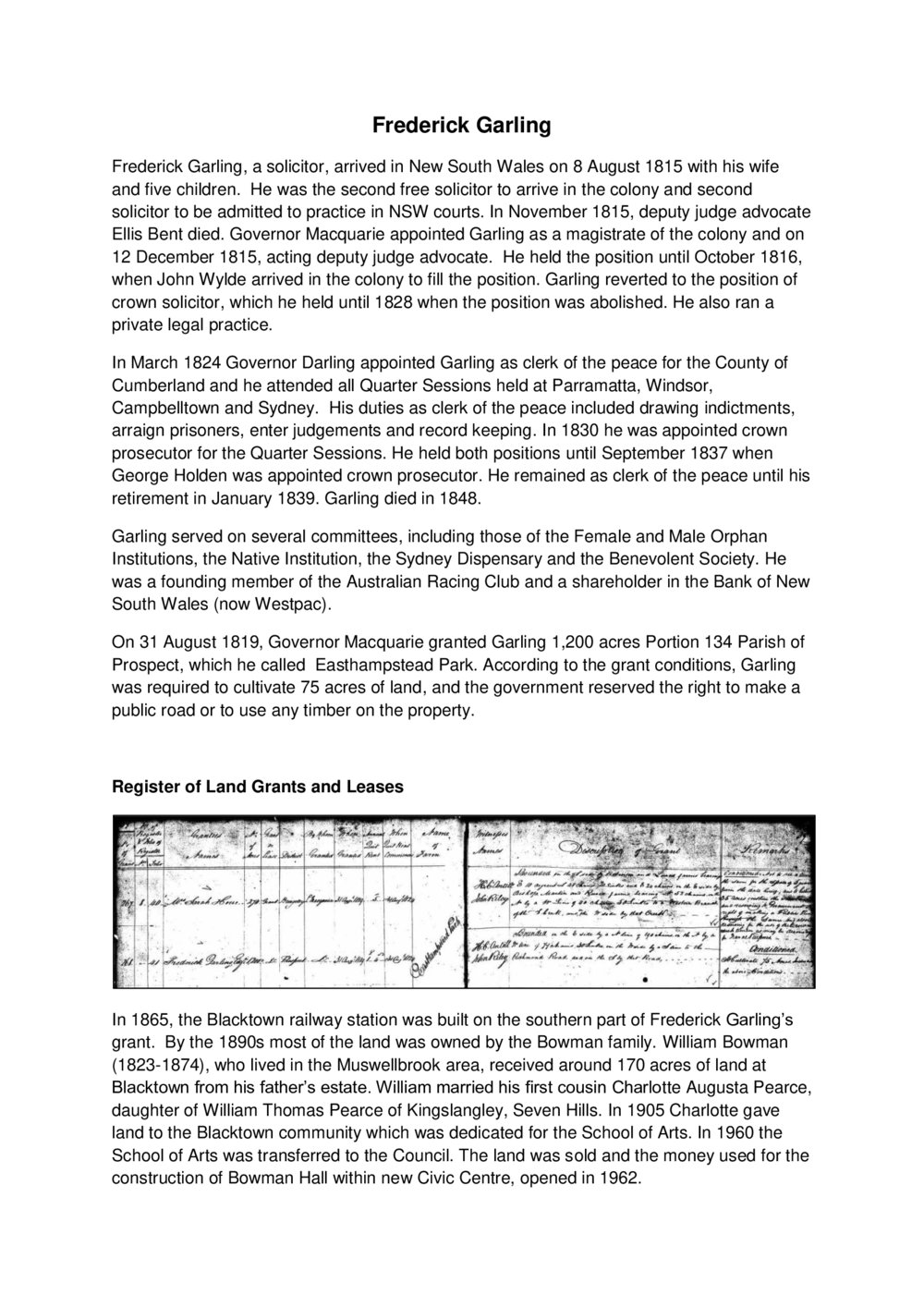 Frederick Garling biography