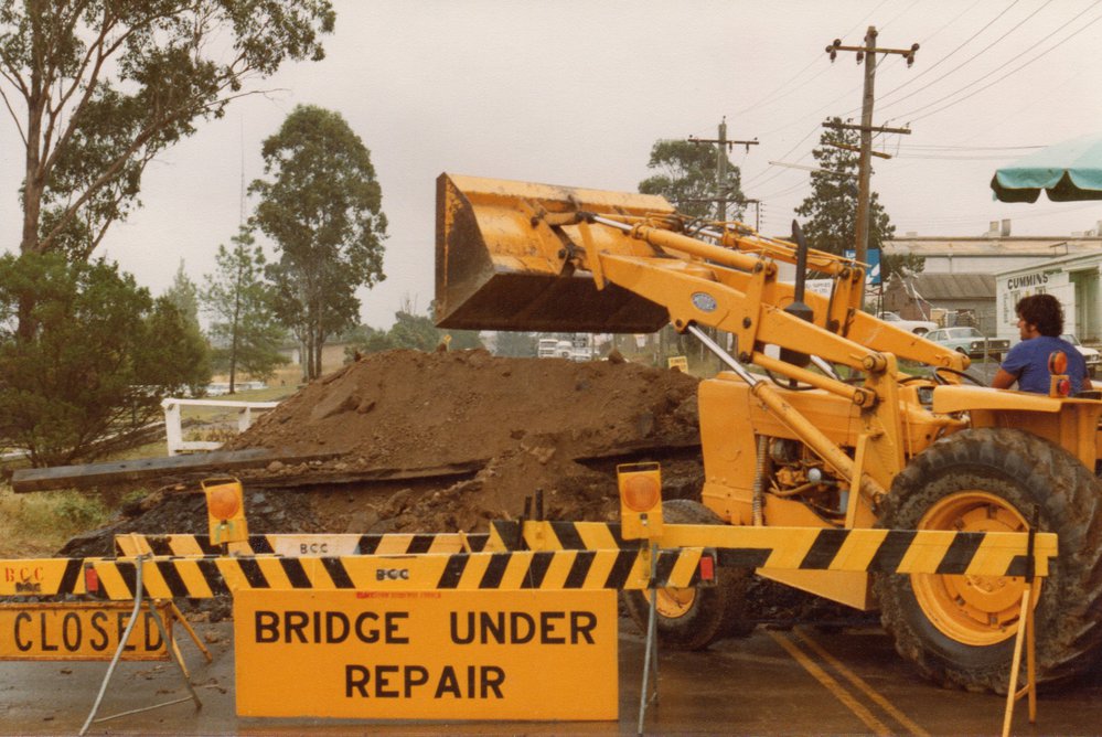 Timber bridge under repair, Tattersall Road